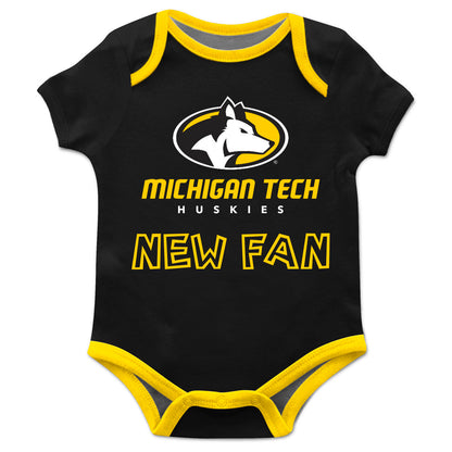 Michigan Tech Huskies MTU Infant Game Day Black Short Sleeve One Piece Jumpsuit by Vive La Fete