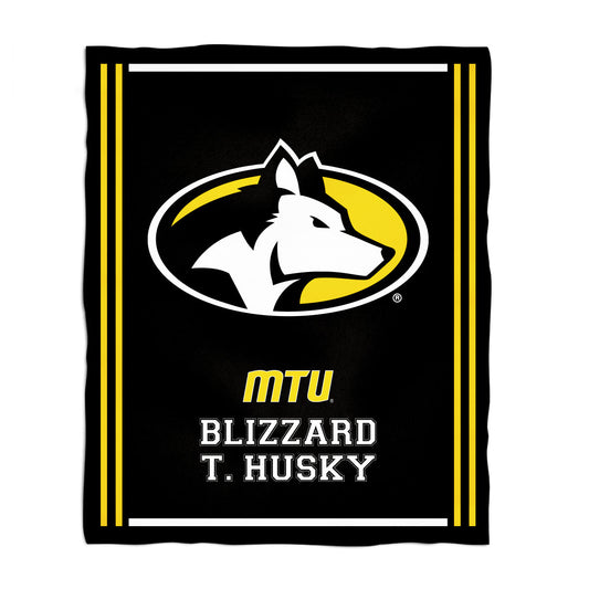 Michigan Tech Huskies MTU Kids Game Day Black Plush Soft Minky Blanket 36 x 48 Mascot