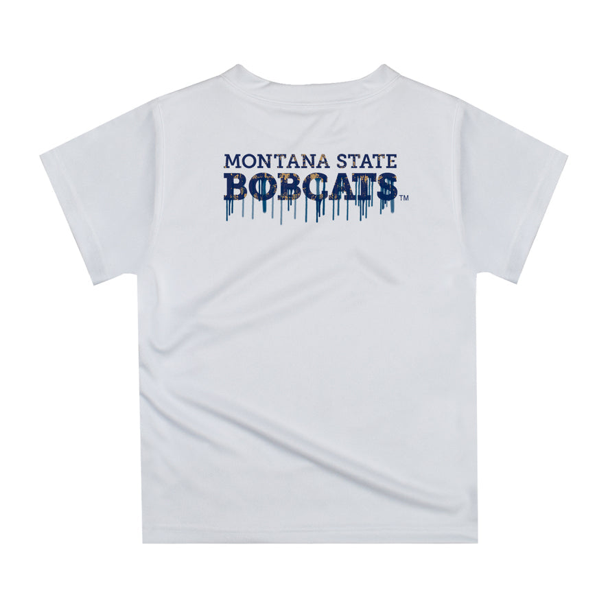 Montana State Bobcats MSU Original Dripping Football White T-Shirt by Vive La Fete