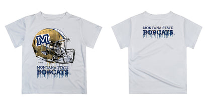 Montana State Bobcats MSU Original Dripping Football White T-Shirt by Vive La Fete