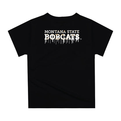 Montana State Bobcats MSU Original Dripping Football Black T-Shirt by Vive La Fete