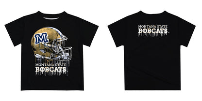 Montana State Bobcats MSU Original Dripping Football Black T-Shirt by Vive La Fete