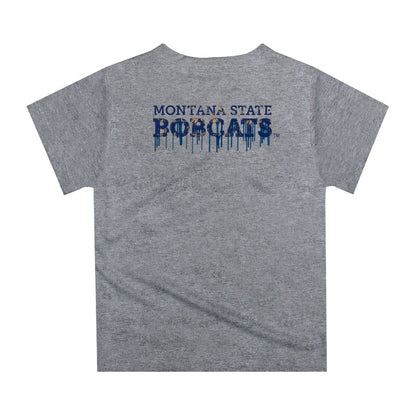 Montana State Bobcats MSU Original Dripping Football Heather Gray T-Shirt by Vive La Fete