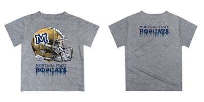 Montana State Bobcats MSU Original Dripping Football Heather Gray T-Shirt by Vive La Fete