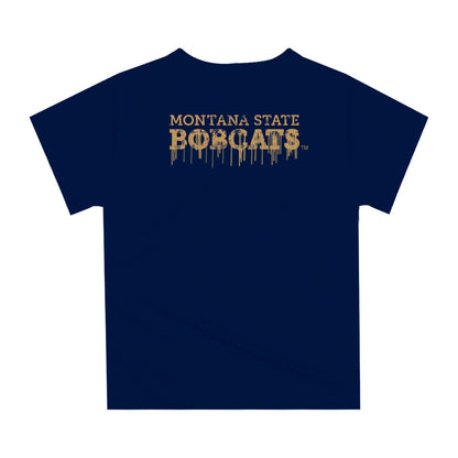 Montana State Bobcats MSU Original Dripping Football Blue T-Shirt by Vive La Fete