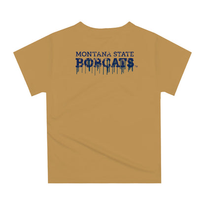 Montana State Bobcats MSU Original Dripping Football Gold T-Shirt by Vive La Fete