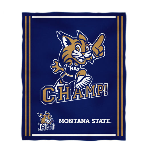 Montana State Bobcats MSU Kids Game Day Blue Plush Soft Minky Blanket 36 x 48 Mascot