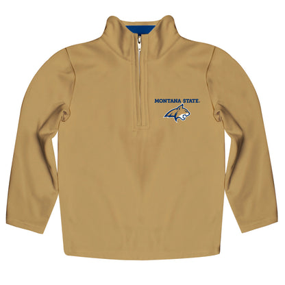 Montana State Bobcats Game Day Solid Gold Quarter Zip Pullover for Infants Toddlers by Vive La Fete