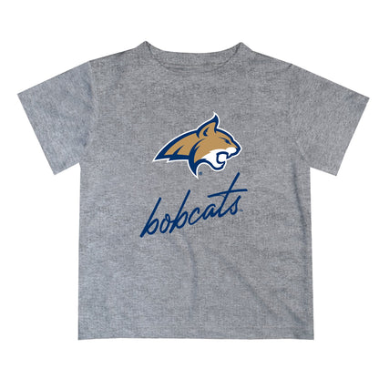 Montana State Bobcats Vive La Fete Script V1 Heather Gray Short Sleeve Tee Shirt