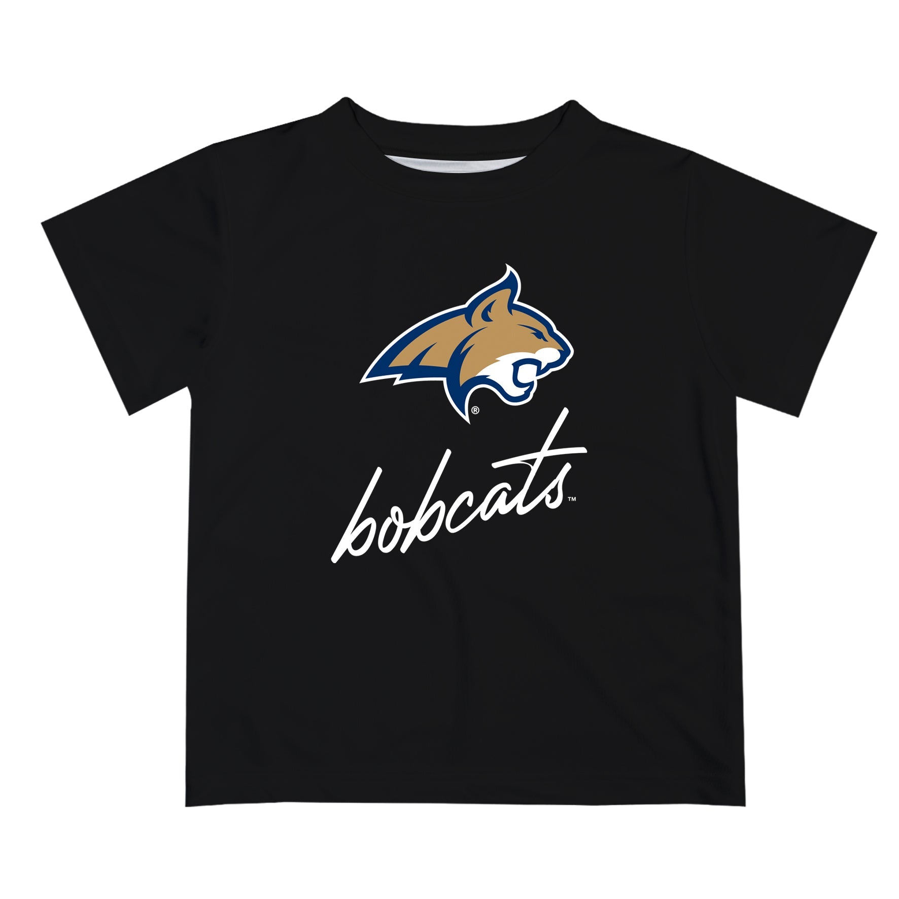 Montana State Bobcats Vive La Fete Script V1 Black Short Sleeve Tee Shirt