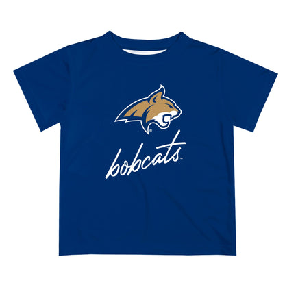 Montana State Bobcats Vive La Fete Script V1 Blue Short Sleeve Tee Shirt