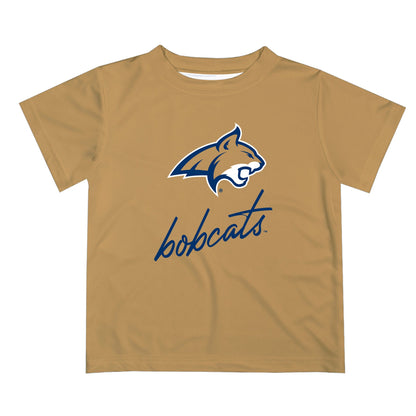 Montana State Bobcats Vive La Fete Script V1 Gold Short Sleeve Tee Shirt