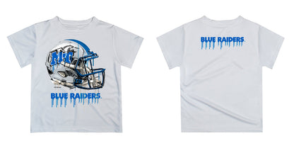 MTSU Blue Raiders Original Dripping Football Helmet White T-Shirt by Vive La Fete