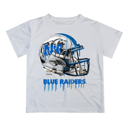 MTSU Blue Raiders Original Dripping Football Helmet White T-Shirt by Vive La Fete