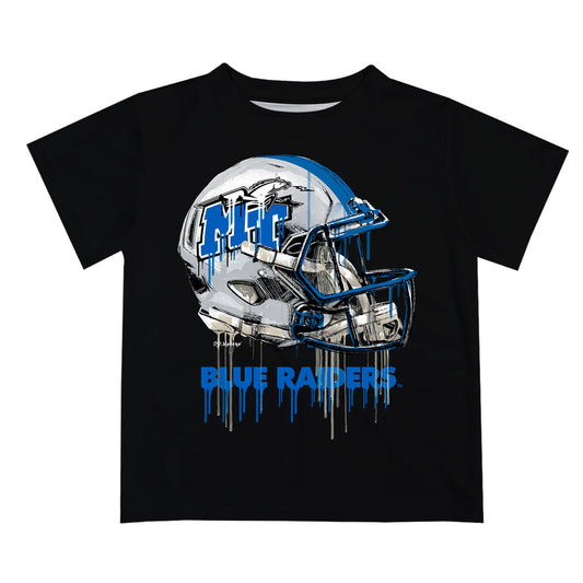 MTSU Blue Raiders Original Dripping Football Helmet Black T-Shirt by Vive La Fete