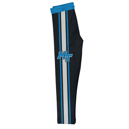 Middle Tennessee Blue Waist Gray And Blue Stripes Black Leggings