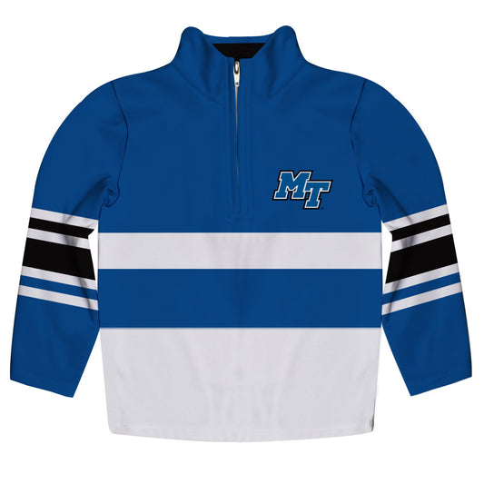 Middle Tennessee Logo Stripes Blue Long Sleeve Quarter Zip Sweatshirt by Vive La Fete