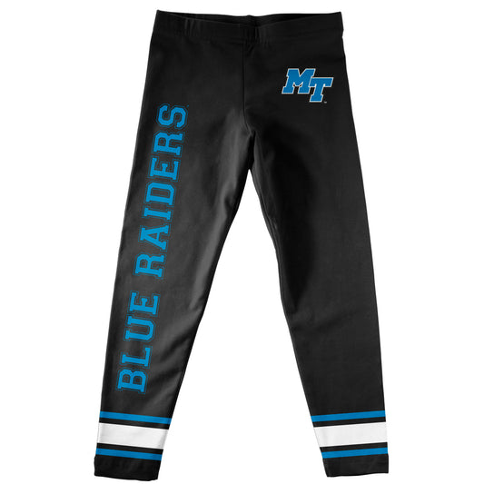 Middle Tennessee Verbiage And Logo Black Stripes Leggings
