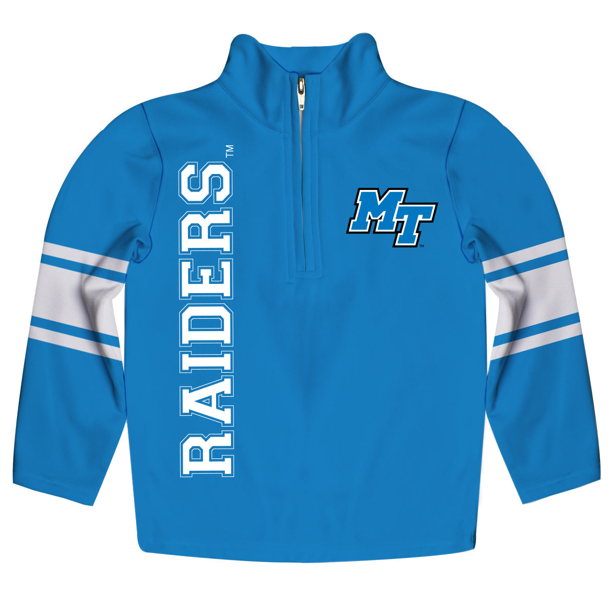 Middle Tennessee Stripes Blue Long Sleeve Quarter Zip Sweatshirt by Vive La Fete