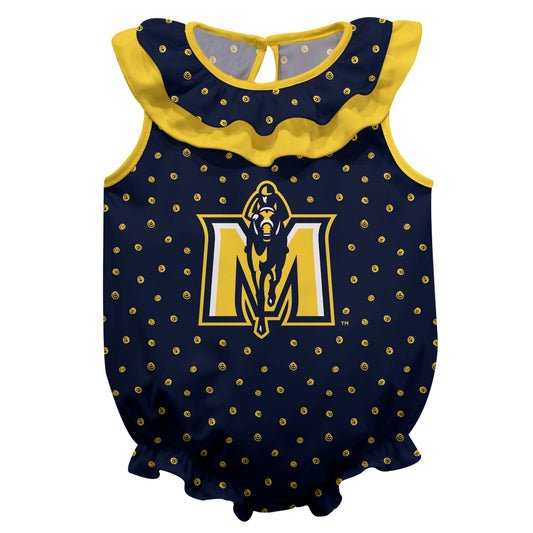 Murray State Racers Swirls Navy Sleeveless Ruffle One Piece Jumpsuit Logo Bodysuit by Vive La Fete