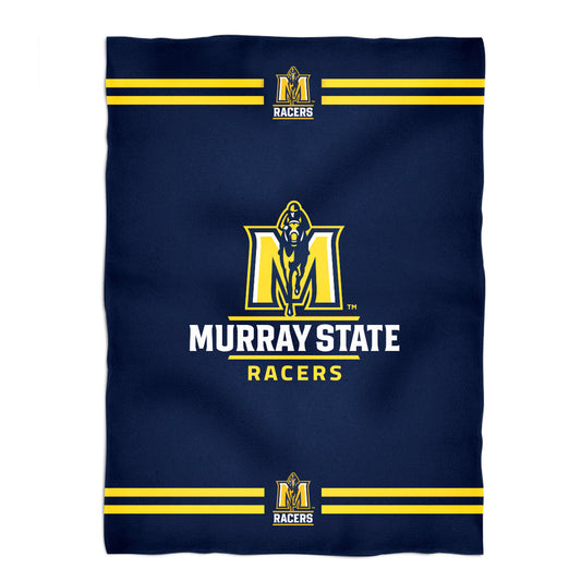 Murray State Racers Game Day Soft Premium Fleece Navy Throw Blanket 40 x 58 Logo and Stripes