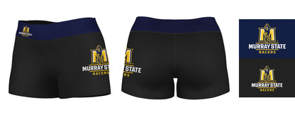 Murray State Racers Vive La Fete Logo on Thigh and Waistband Black & Navy Women Yoga Booty Workout Shorts 3.75 Inseam" - Vive La F̻te - Online Apparel Store