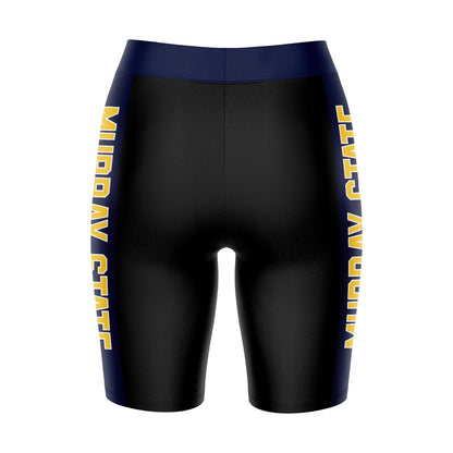Murray State Racers Vive La Fete Game Day Logo on Waistband and Navy Stripes Black Women Bike Short 9 Inseam"