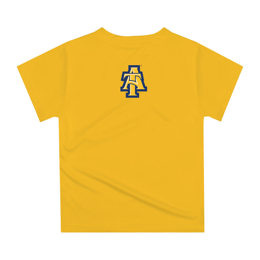 North Carolina A&T Aggies Original Dripping Football Helmet Gold T-Shirt by Vive La Fete