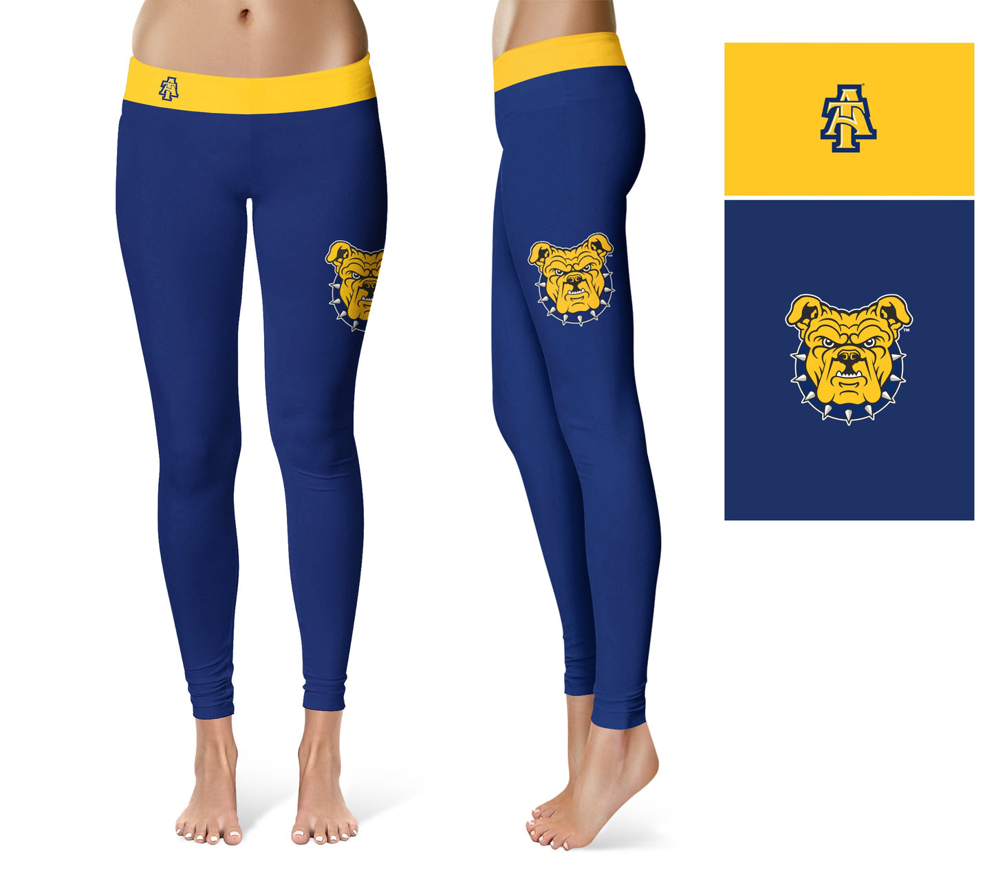 North Carolina A&T Aggies Vive La Fete Game Day Collegiate Logo on Thigh Blue Women Yoga Leggings 2.5 Waist Tights