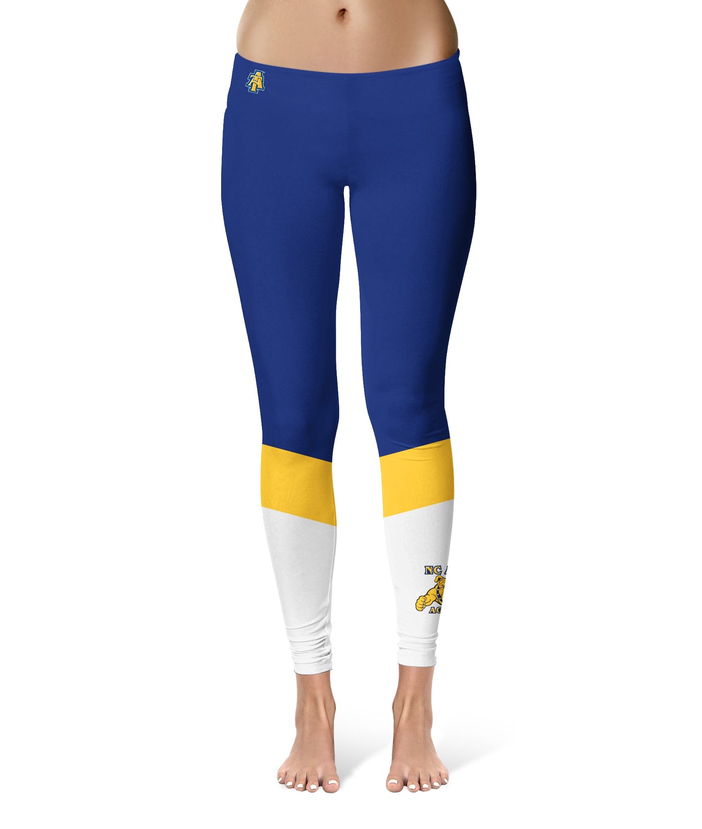 North Carolina A&T Aggies Vive La Fete Game Day Collegiate Ankle Color Block Women Blue White Yoga Leggings