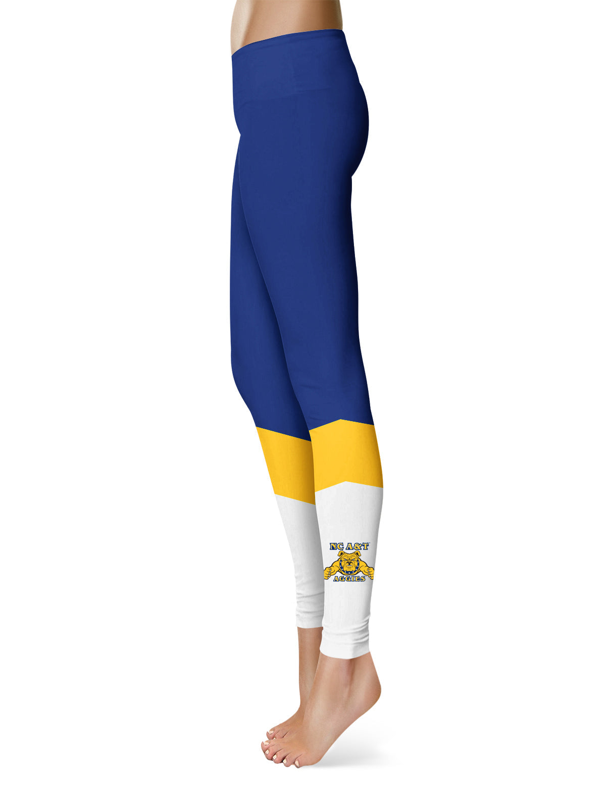 North Carolina A&T Aggies Vive La Fete Game Day Collegiate Ankle Color Block Women Blue White Yoga Leggings