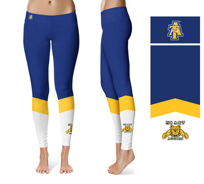 North Carolina A&T Aggies Vive La Fete Game Day Collegiate Ankle Color Block Women Blue White Yoga Leggings