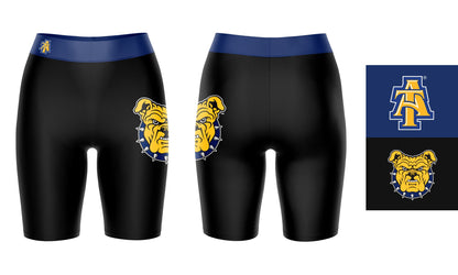 North Carolina A&T Aggies Vive La Fete Game Day Logo on Thigh and Waistband Black and Blue Women Bike Short 9 Inseam