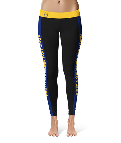 North Carolina A&T Aggies Vive La Fete Game Day Collegiate Blue Stripes Women Black Yoga Leggings 2 Waist Tights