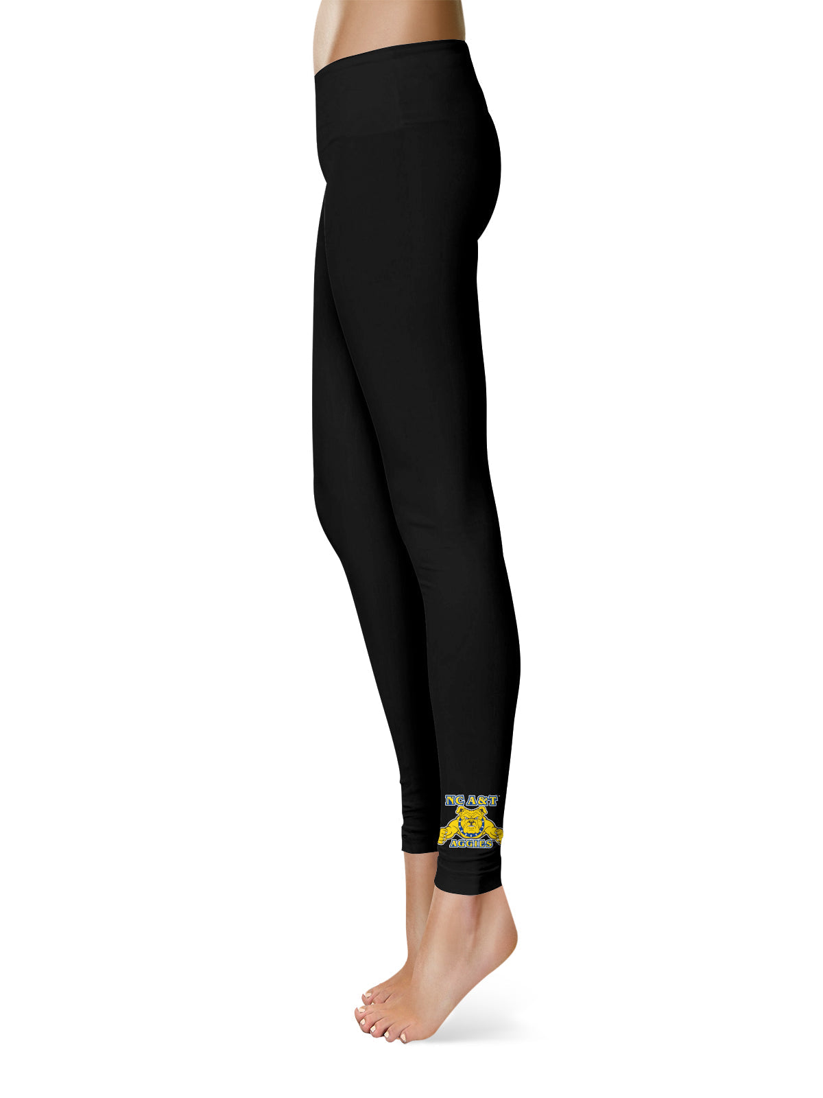 North Carolina A&T Aggies Vive La Fete Game Day Collegiate Logo at Ankle Women Black Yoga Leggings 2.5 Waist Tights