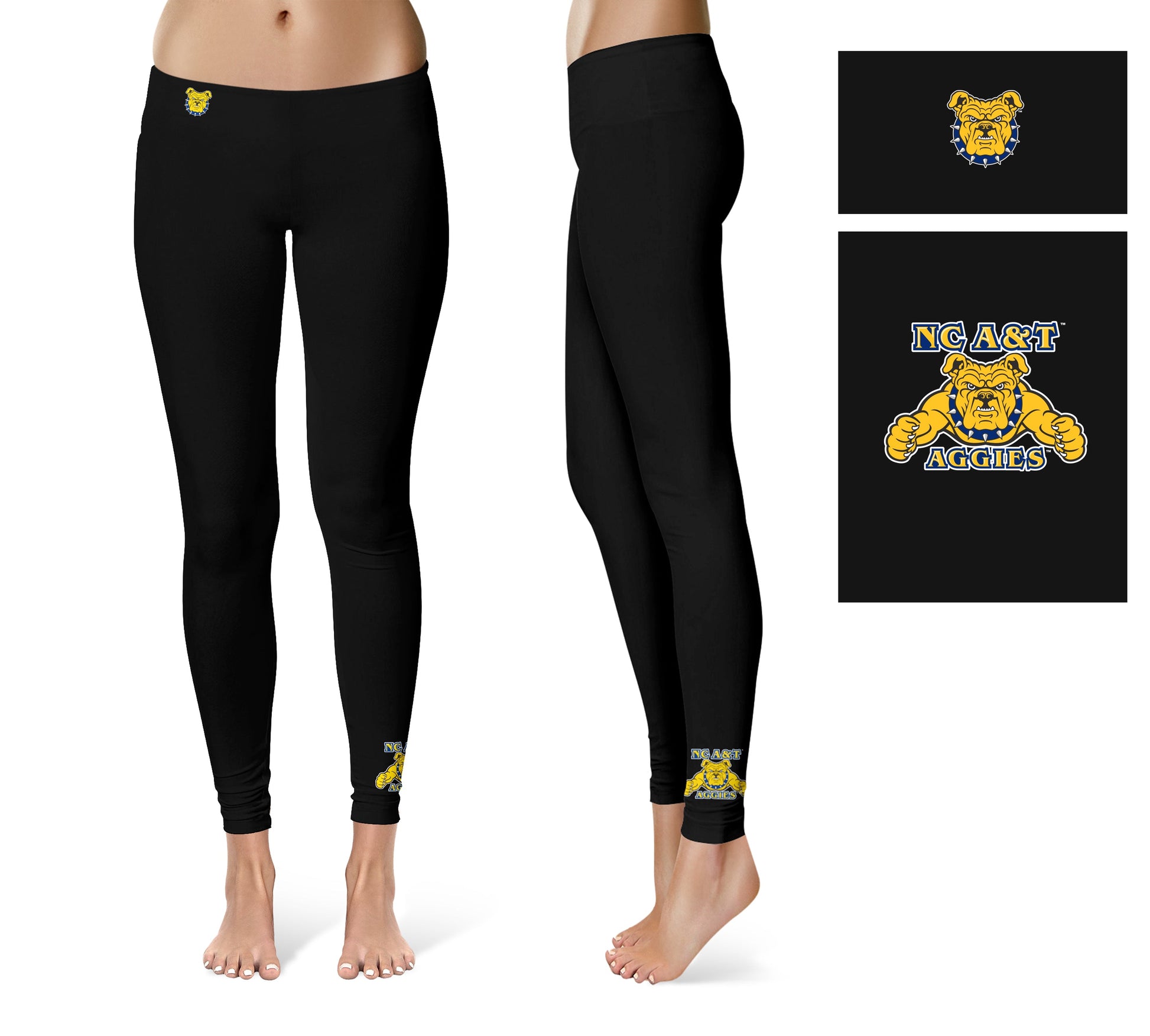 North Carolina A&T Aggies Vive La Fete Game Day Collegiate Logo at Ankle Women Black Yoga Leggings 2.5 Waist Tights