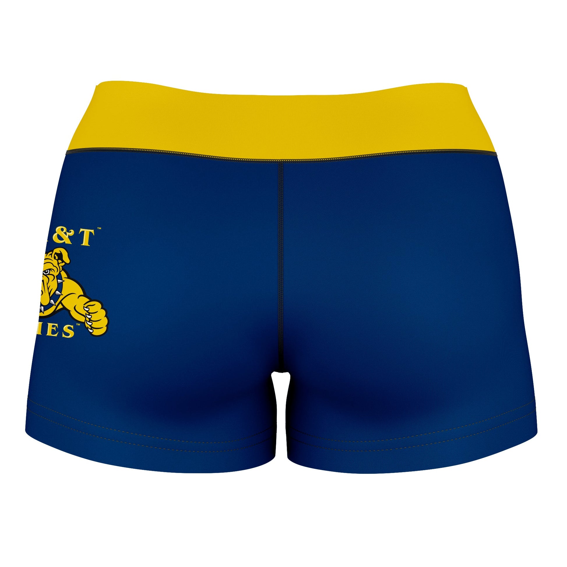 North Carolina A&T Aggies Vive La Fete Logo on Thigh & Waistband Blue Gold Women Yoga Booty Workout Shorts 3.75 Inseam - Vive La F̻te - Online Apparel Store
