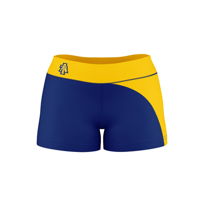 North Carolina A&T Aggies Vive La Fete Collegiate Waist Color Block Women Blue Gold Optimum Yoga Short