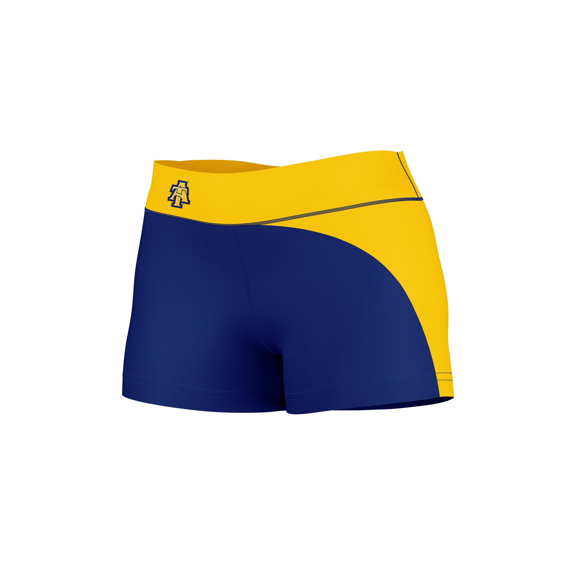 North Carolina A&T Aggies Vive La Fete Collegiate Waist Color Block Women Blue Gold Optimum Yoga Short - Vive La F̻te - Online Apparel Store