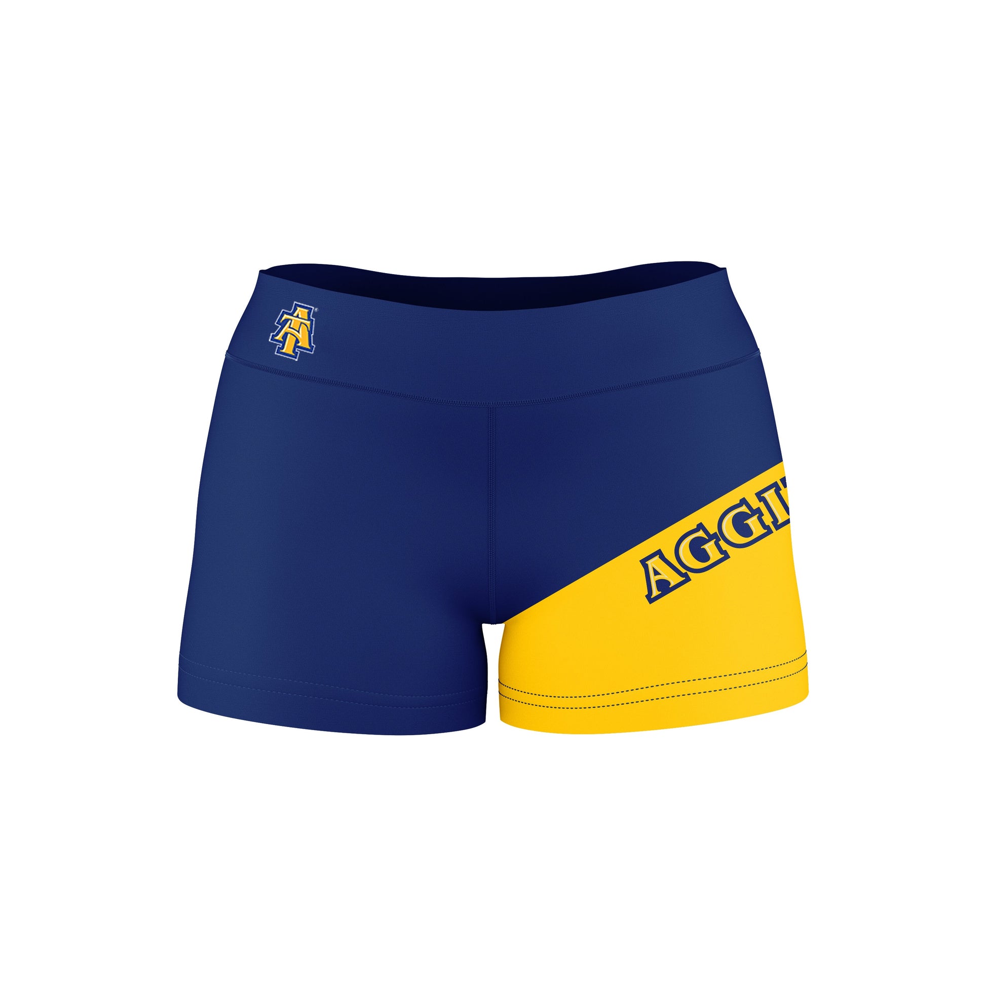 North Carolina A&T Aggies Vive La Fete Game Day Collegiate Leg Color Block Women Blue Gold Optimum Yoga Short