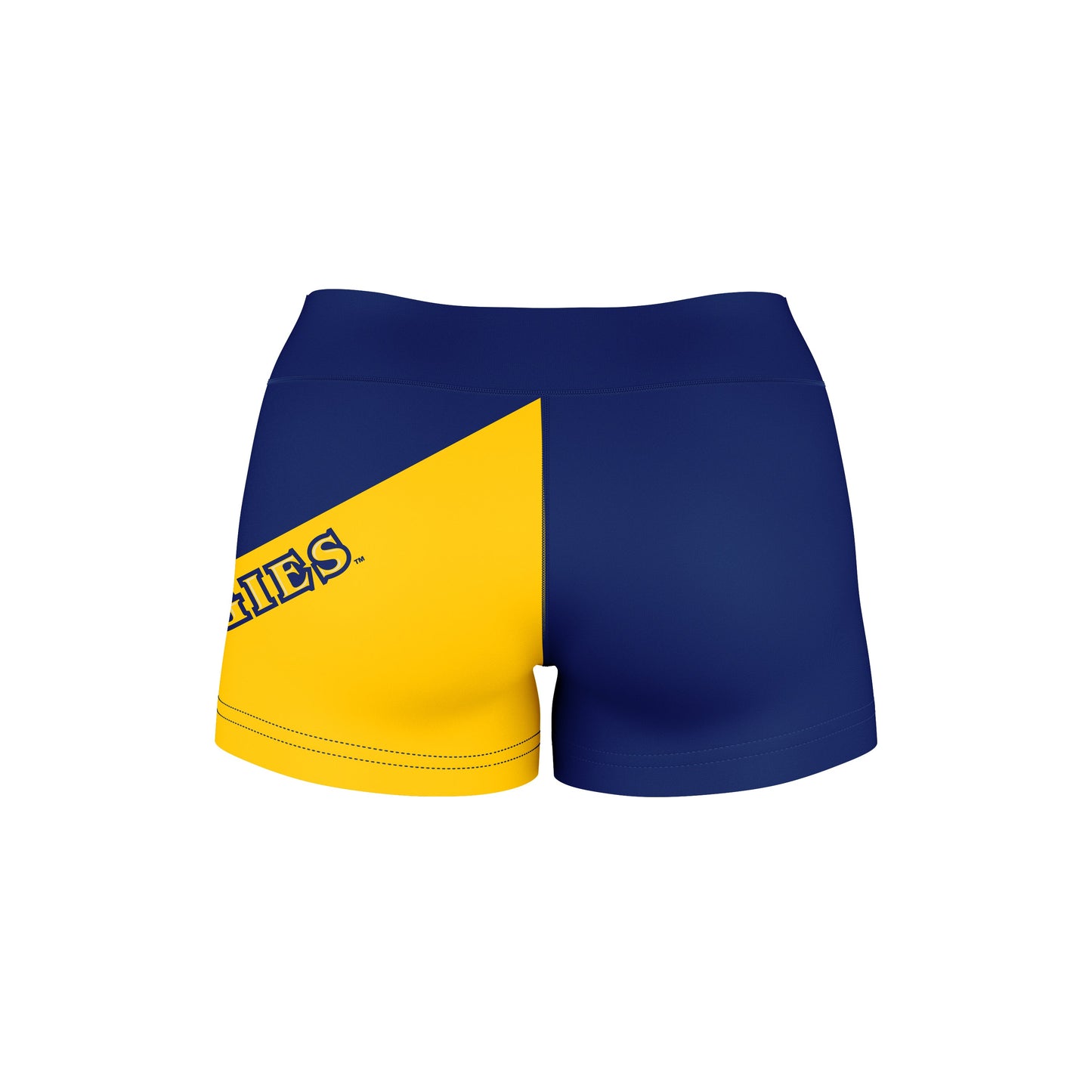 North Carolina A&T Aggies Vive La Fete Game Day Collegiate Leg Color Block Women Blue Gold Optimum Yoga Short - Vive La F̻te - Online Apparel Store