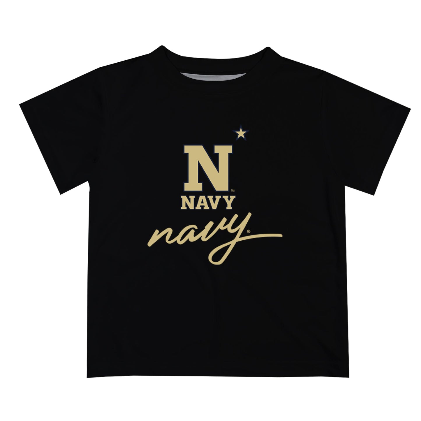 US Naval Academy Midshipmen Vive La Fete Script V1 Black Short Sleeve Tee Shirt