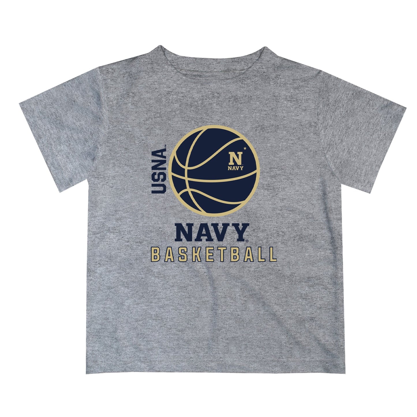 US Naval Academy Midshipmen Vive La Fete Basketball V1 Heather Gray Short Sleeve Tee Shirt
