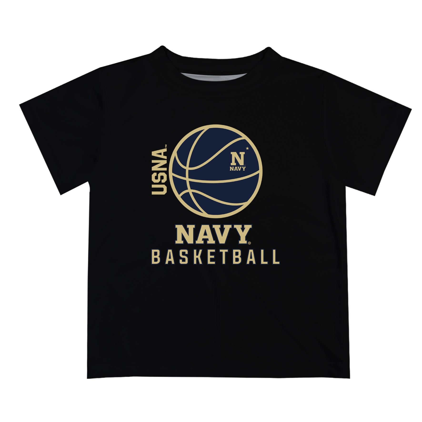 US Naval Academy Midshipmen Vive La Fete Basketball V1 Black Short Sleeve Tee Shirt