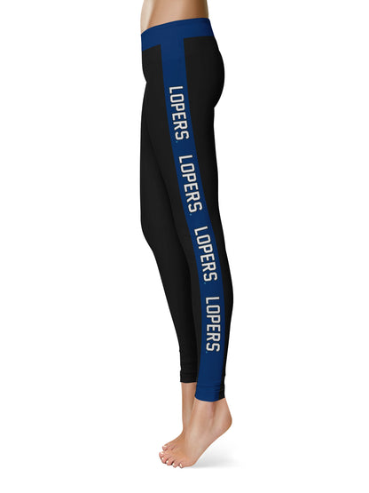 Nebraska-Kearney Lopers UNK Vive La Fete Game Day Collegiate Blue Stripes Women Black Yoga Leggings 2 Waist Tights