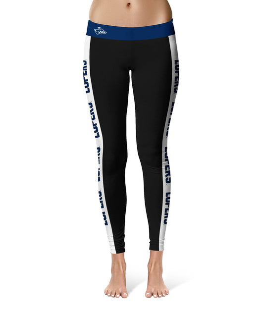 Nebraska-Kearney Lopers UNK Vive La Fete Game Day Collegiate White Stripes Women Black Yoga Leggings 2 Waist Tights