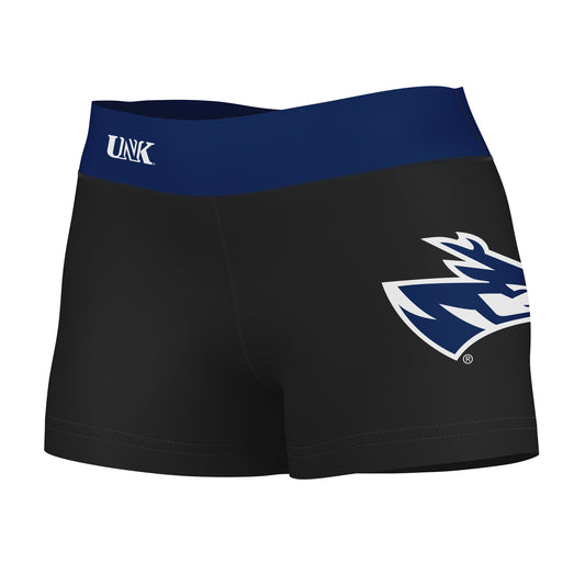 Nebraska-Kearney Lopers Vive La Fete Logo on Thigh & Waistband Black & Blue Women Yoga Booty Workout Shorts 3.75 Inseam