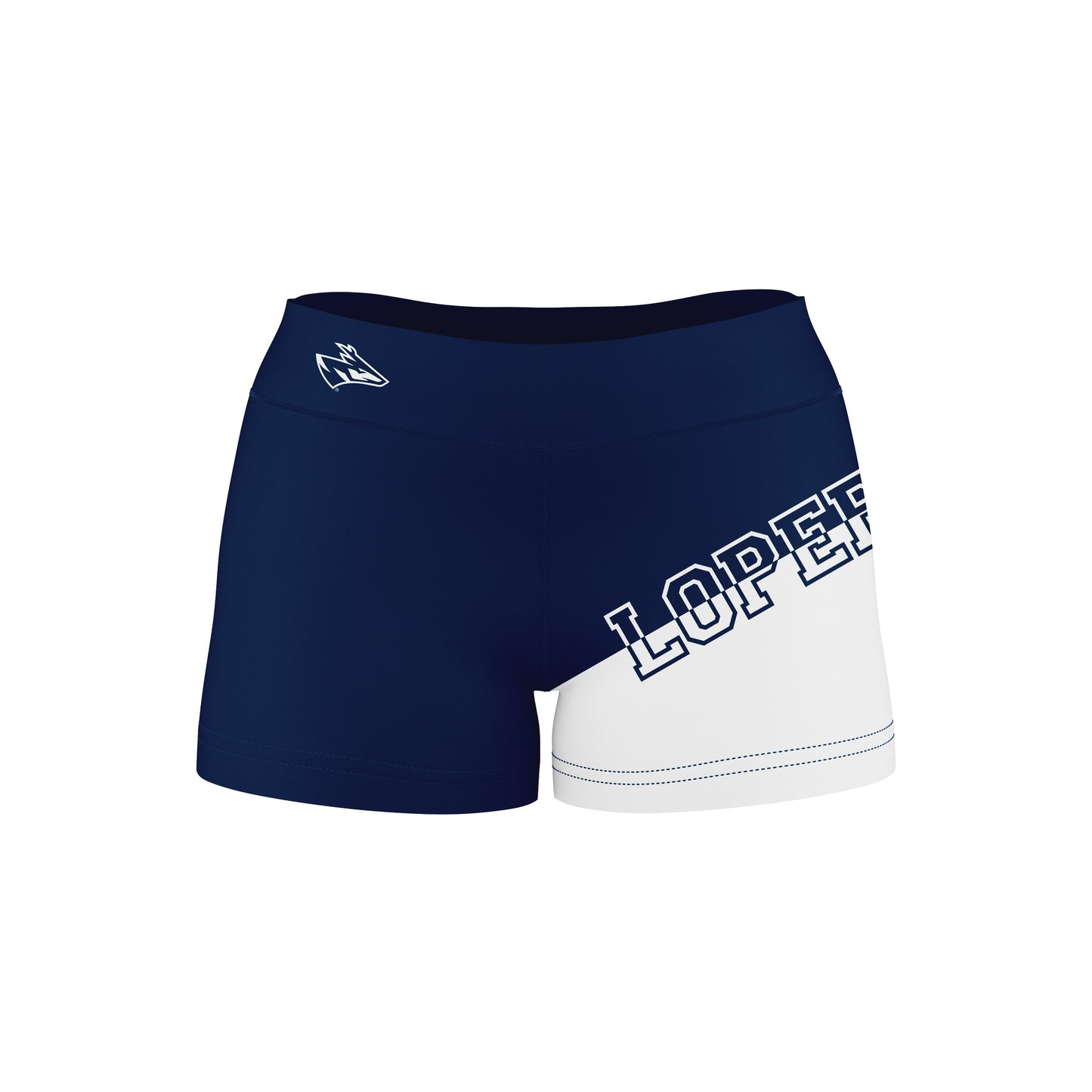 Nebraska-Kearney Lopers UNK Vive La Fete Game Day Collegiate Leg Color Block Women Navy White Optimum Yoga Short