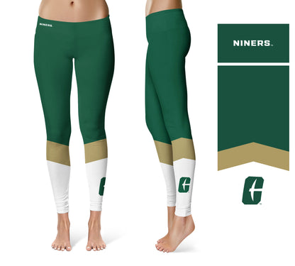 UNC Charlotte 49ers Vive La Fete Game Day Collegiate Ankle Color Block Women Green White Yoga Leggings