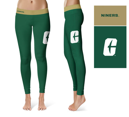UNC Charlotte 49ers Vive La Fete Game Day Collegiate Logo on Thigh Green Women Yoga Leggings 2.5 Waist Tights